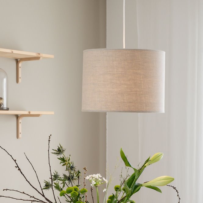 Beżowa lampa wisząca z abażurem Sara 35cm